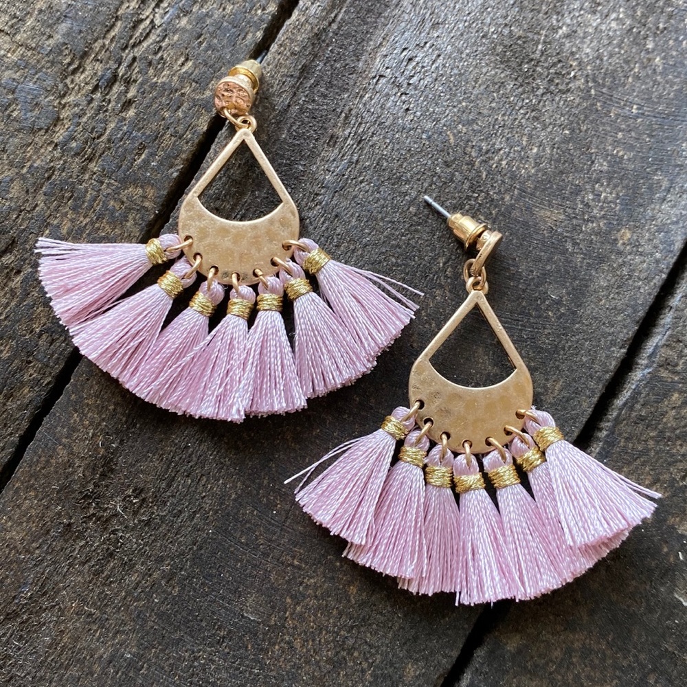 NWOT Gold and Lavender Tassel Earrings